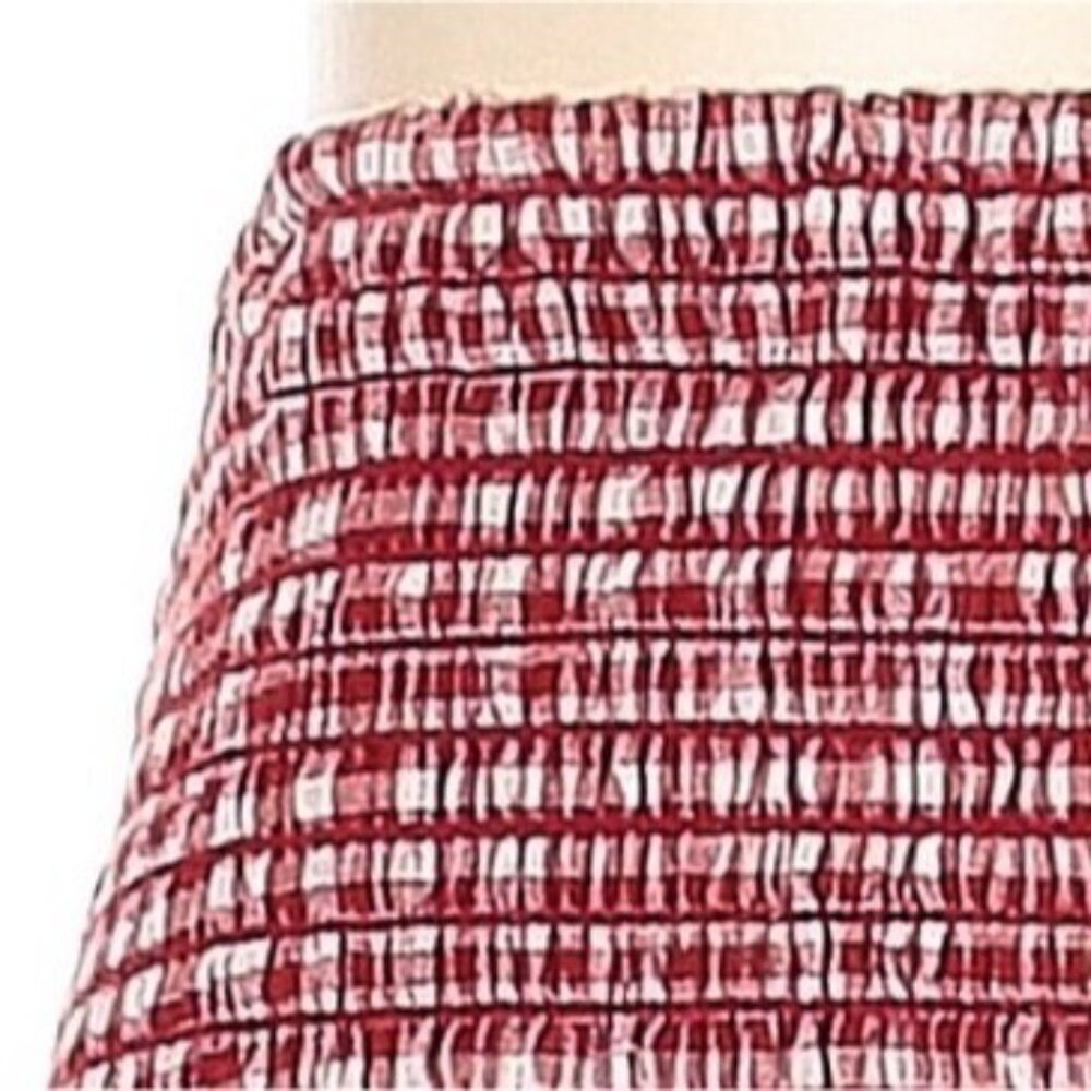 Caren Forbes Red & White Smocked Gingham Ruffle Hem Skirt | Cottagecore Peasant - Picture 5 of 9